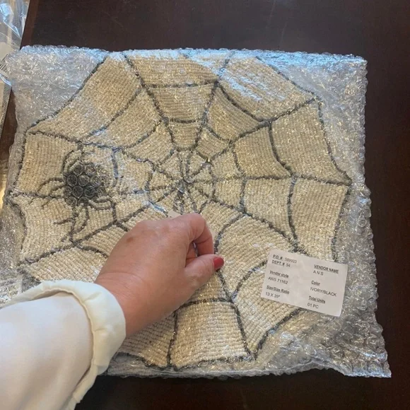 Cynthia Rowley beaded table Runner spiderweb spiders new in original wrappings
